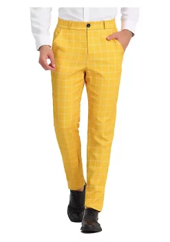 Budget 🎁 Lars Amadeus Men's 👗 Dress Plaid Pants Flat Front Printed Business Check Trousers 🎁 -Cheap Lars Amadeus Shop Belk 790
