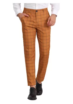 Budget 🎁 Lars Amadeus Men's 👗 Dress Plaid Pants Flat Front Printed Business Check Trousers 🎁 -Cheap Lars Amadeus Shop Belk 792