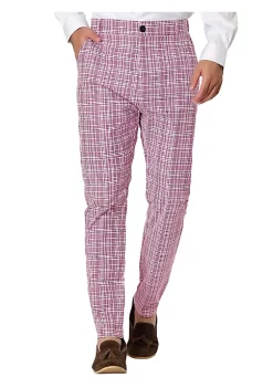 Budget 🎁 Lars Amadeus Men's 👗 Dress Plaid Pants Flat Front Printed Business Check Trousers 🎁 -Cheap Lars Amadeus Shop Belk 793