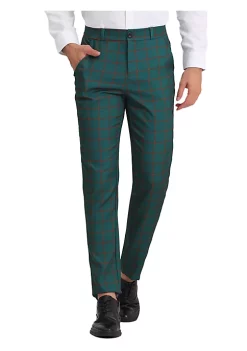 Budget 🎁 Lars Amadeus Men's 👗 Dress Plaid Pants Flat Front Printed Business Check Trousers 🎁 -Cheap Lars Amadeus Shop Belk 794