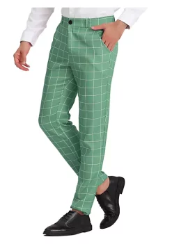 Budget 🎁 Lars Amadeus Men's 👗 Dress Plaid Pants Flat Front Printed Business Check Trousers 🎁 -Cheap Lars Amadeus Shop Belk 795