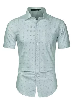 Deals 🥰 Lars Amadeus Men's Printed Cotton 👗 Dress Short Sleeves Polka Dots Button Down 👕 Shirt 👍