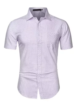 Deals 🥰 Lars Amadeus Men's Printed Cotton 👗 Dress Short Sleeves Polka Dots Button Down 👕 Shirt 👍 -Cheap Lars Amadeus Shop Belk 802