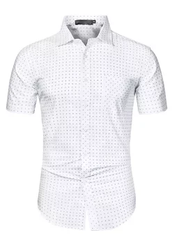 Deals 🥰 Lars Amadeus Men's Printed Cotton 👗 Dress Short Sleeves Polka Dots Button Down 👕 Shirt 👍 -Cheap Lars Amadeus Shop Belk 804