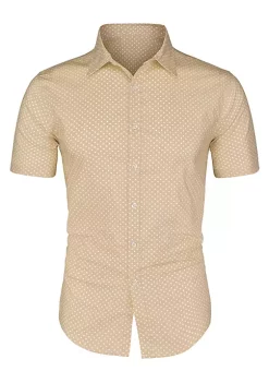 Deals 🥰 Lars Amadeus Men's Printed Cotton 👗 Dress Short Sleeves Polka Dots Button Down 👕 Shirt 👍 -Cheap Lars Amadeus Shop Belk 805