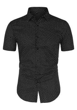Deals 🥰 Lars Amadeus Men's Printed Cotton 👗 Dress Short Sleeves Polka Dots Button Down 👕 Shirt 👍 -Cheap Lars Amadeus Shop Belk 806