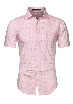 Deals 🥰 Lars Amadeus Men's Printed Cotton 👗 Dress Short Sleeves Polka Dots Button Down 👕 Shirt 👍 -Cheap Lars Amadeus Shop Belk 807
