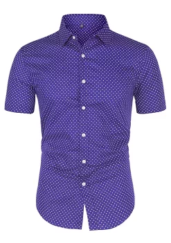 Deals 🥰 Lars Amadeus Men's Printed Cotton 👗 Dress Short Sleeves Polka Dots Button Down 👕 Shirt 👍 -Cheap Lars Amadeus Shop Belk 808