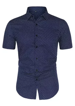 Deals 🥰 Lars Amadeus Men's Printed Cotton 👗 Dress Short Sleeves Polka Dots Button Down 👕 Shirt 👍 -Cheap Lars Amadeus Shop Belk 809