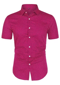 Deals 🥰 Lars Amadeus Men's Printed Cotton 👗 Dress Short Sleeves Polka Dots Button Down 👕 Shirt 👍 -Cheap Lars Amadeus Shop Belk 811