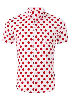 Deals 🥰 Lars Amadeus Men's Printed Cotton 👗 Dress Short Sleeves Polka Dots Button Down 👕 Shirt 👍 -Cheap Lars Amadeus Shop Belk 812