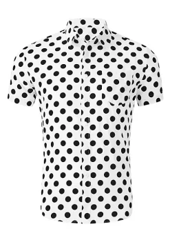 Deals 🥰 Lars Amadeus Men's Printed Cotton 👗 Dress Short Sleeves Polka Dots Button Down 👕 Shirt 👍 -Cheap Lars Amadeus Shop Belk 813
