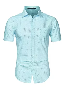 Deals 🥰 Lars Amadeus Men's Printed Cotton 👗 Dress Short Sleeves Polka Dots Button Down 👕 Shirt 👍 -Cheap Lars Amadeus Shop Belk 814