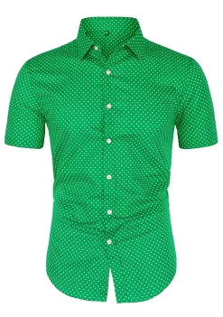 Deals 🥰 Lars Amadeus Men's Printed Cotton 👗 Dress Short Sleeves Polka Dots Button Down 👕 Shirt 👍 -Cheap Lars Amadeus Shop Belk 817
