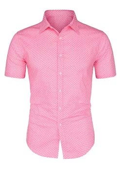 Deals 🥰 Lars Amadeus Men's Printed Cotton 👗 Dress Short Sleeves Polka Dots Button Down 👕 Shirt 👍 -Cheap Lars Amadeus Shop Belk 818
