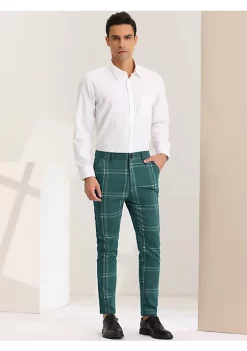 Best Pirce 🛒 Lars Amadeus Men's 👗 Dress Plaid Slim Fit Flat Front Business Prom Checked Trousers 💯 -Cheap Lars Amadeus Shop Belk 829
