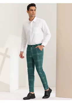 Best Pirce 🛒 Lars Amadeus Men's 👗 Dress Plaid Slim Fit Flat Front Business Prom Checked Trousers 💯 -Cheap Lars Amadeus Shop Belk 830