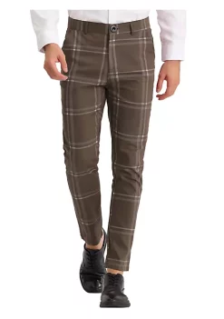 Best Pirce 🛒 Lars Amadeus Men's 👗 Dress Plaid Slim Fit Flat Front Business Prom Checked Trousers 💯 -Cheap Lars Amadeus Shop Belk 833