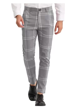 Best Pirce 🛒 Lars Amadeus Men's 👗 Dress Plaid Slim Fit Flat Front Business Prom Checked Trousers 💯 -Cheap Lars Amadeus Shop Belk 834