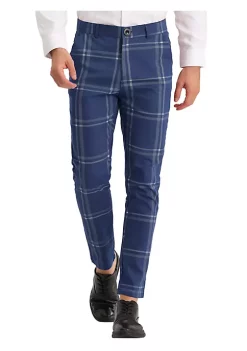 Best Pirce 🛒 Lars Amadeus Men's 👗 Dress Plaid Slim Fit Flat Front Business Prom Checked Trousers 💯 -Cheap Lars Amadeus Shop Belk 835