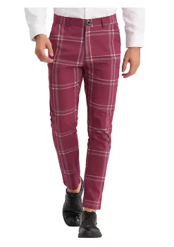 Best Pirce 🛒 Lars Amadeus Men's 👗 Dress Plaid Slim Fit Flat Front Business Prom Checked Trousers 💯 -Cheap Lars Amadeus Shop Belk 836