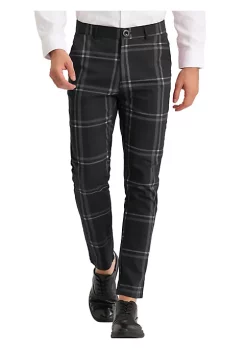 Best Pirce 🛒 Lars Amadeus Men's 👗 Dress Plaid Slim Fit Flat Front Business Prom Checked Trousers 💯 -Cheap Lars Amadeus Shop Belk 837