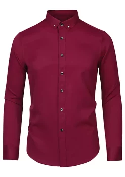 Cheap 😍 Lars Amadeus Men's Business Button Collar Slim Fit Solid Color Long Sleeves Office 👗 Dress 👕 Shirt 🎁 -Cheap Lars Amadeus Shop Belk 880
