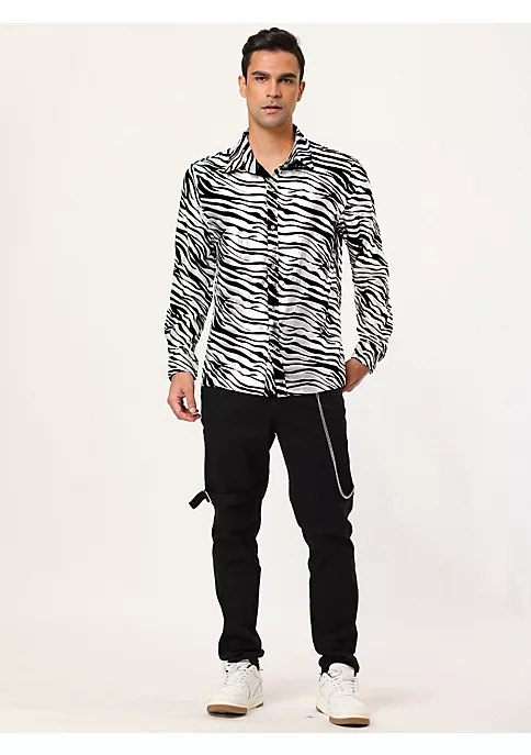 Hot Sale 👏 Lars Amadeus Men's Vintage Leopard Animal Print Button Down Long Sleeve Casual 👚 Shirt 🤩 3 Hot Sale 👏 Lars Amadeus Men's Vintage Leopard Animal Print Button Down Long Sleeve Casual 👚 Shirt 🤩 - Image 3