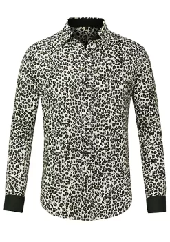 Hot Sale 👏 Lars Amadeus Men's Vintage Leopard Animal Print Button Down Long Sleeve Casual 👚 Shirt 🤩 28 Hot Sale 👏 Lars Amadeus Men's Vintage Leopard Animal Print Button Down Long Sleeve Casual 👚 Shirt 🤩 -Cheap Lars Amadeus Shop Belk 900