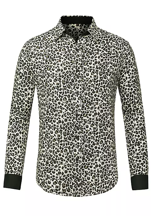 Hot Sale 👏 Lars Amadeus Men's Vintage Leopard Animal Print Button Down Long Sleeve Casual 👚 Shirt 🤩 11 Hot Sale 👏 Lars Amadeus Men's Vintage Leopard Animal Print Button Down Long Sleeve Casual 👚 Shirt 🤩 - Image 11