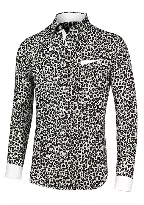 Hot Sale 👏 Lars Amadeus Men's Vintage Leopard Animal Print Button Down Long Sleeve Casual 👚 Shirt 🤩 12 Hot Sale 👏 Lars Amadeus Men's Vintage Leopard Animal Print Button Down Long Sleeve Casual 👚 Shirt 🤩 - Image 12