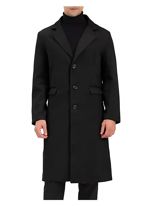 Budget 🛒 Lars Amadeus Men's Winter Overcoat Single Breasted Notched Lapel Long Trench 🧥 Coat ✨ 1 Budget 🛒 Lars Amadeus Men's Winter Overcoat Single Breasted Notched Lapel Long Trench 🧥 Coat ✨