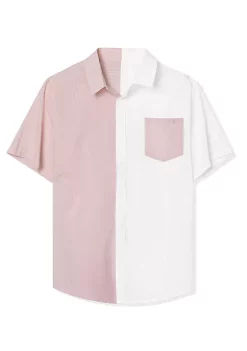 Coupon 🌟 Lars Amadeus Men's Color Block Short Sleeve Button Down Casual ☀️ Summer Cotton Patchwork Print 👕 Shirt ✔️ -Cheap Lars Amadeus Shop Belk 936