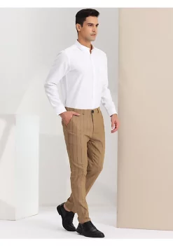 Deals ✔️ Lars Amadeus Men's Casual Striped 👗 Dress Pants Slim Fit Flat Front Contrast Color Trousers ⭐ -Cheap Lars Amadeus Shop Belk 956