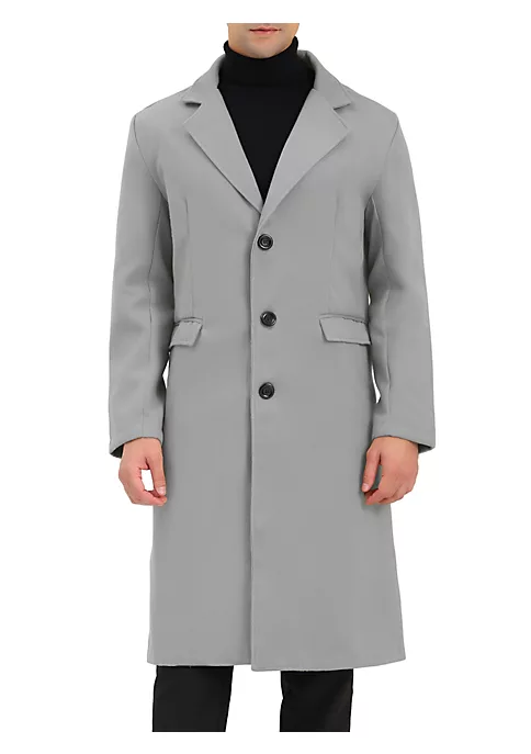 Budget 🛒 Lars Amadeus Men's Winter Overcoat Single Breasted Notched Lapel Long Trench 🧥 Coat ✨ 7 Budget 🛒 Lars Amadeus Men's Winter Overcoat Single Breasted Notched Lapel Long Trench 🧥 Coat ✨ - Image 7