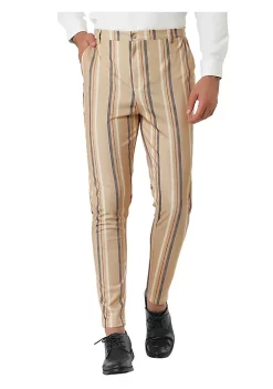 Deals ✔️ Lars Amadeus Men's Casual Striped 👗 Dress Pants Slim Fit Flat Front Contrast Color Trousers ⭐ -Cheap Lars Amadeus Shop Belk 966