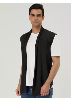 Brand new ⭐ Lars Amadeus Men's Ruffle Shawl Collar Cardigan, Sleeveless Lightweight Vest Drape Cape 🎉 -Cheap Lars Amadeus Shop Belk 989