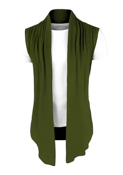 Brand new ⭐ Lars Amadeus Men's Ruffle Shawl Collar Cardigan, Sleeveless Lightweight Vest Drape Cape 🎉 -Cheap Lars Amadeus Shop Belk 992