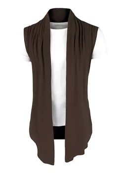 Brand new ⭐ Lars Amadeus Men's Ruffle Shawl Collar Cardigan, Sleeveless Lightweight Vest Drape Cape 🎉 -Cheap Lars Amadeus Shop Belk 993