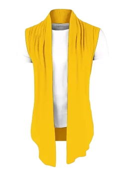Brand new ⭐ Lars Amadeus Men's Ruffle Shawl Collar Cardigan, Sleeveless Lightweight Vest Drape Cape 🎉 -Cheap Lars Amadeus Shop Belk 996