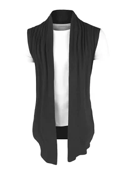 Brand new ⭐ Lars Amadeus Men's Ruffle Shawl Collar Cardigan, Sleeveless Lightweight Vest Drape Cape 🎉 -Cheap Lars Amadeus Shop Belk 997